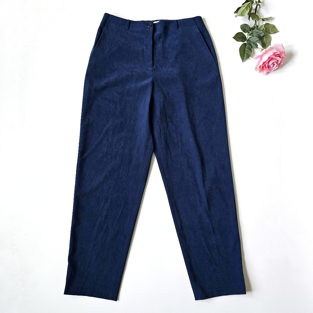 Vintage Talbots Navy Blue Stretch Ankle Work Classic Pants Size 12